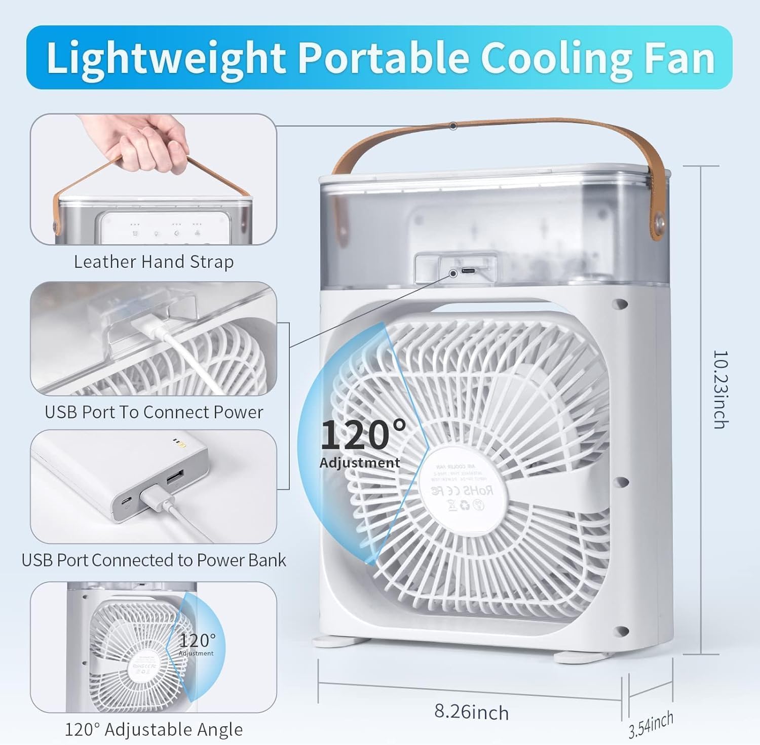 Air Fan, Conditioner Evaporative Air Cooler with LEDnightlight, Timer